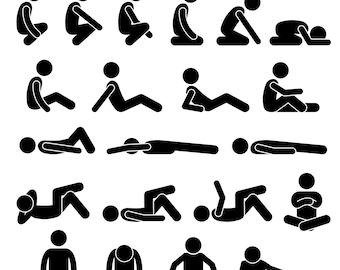 Stick Figure Stickman Stick Man People Person Poses Postures Squat Sit Lay Lie Bend Down Rest Relax Pictogram Download Icons PNG SVG Vector