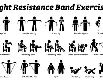 Light Resistance Band Exercises Stretch Stretching Workout Exercise Exercising Fitness Poses Techniques Methods Download SVG PNG EPS Vector