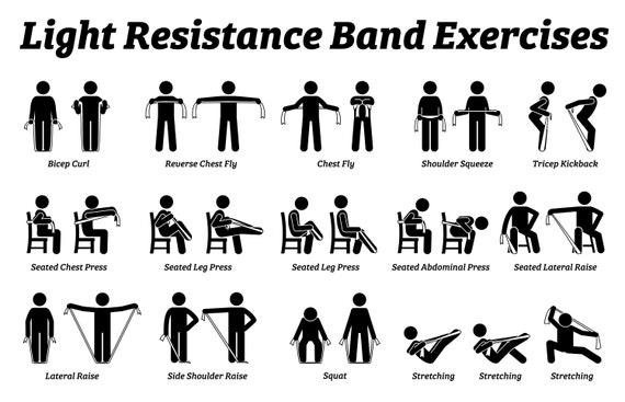 Light Resistance Band Exercises Stretch Stretching Workout Exercise  Exercising Fitness Poses Techniques Methods Download SVG PNG EPS Vector