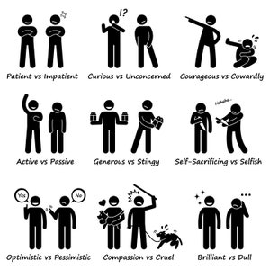 Human Personalities Characteristic Attitude Behavior Opposite Values Positive vs Negative Character Man People Person Download SVG Vector