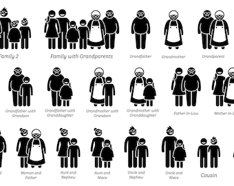 Family Relatives Relationship Big Grandfather Grandmother Children Cousin Uncle Aunt Niece Nephew Grandchildren Download Icon PNG SVG Vector