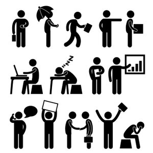 Zakenman Business Stick cijfers Stickman Office Worker Corporate Cooperation Handshake Deal Working People Icon Werknemer PNG SVG Vector