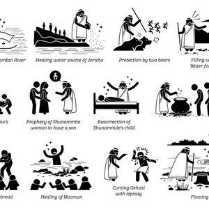 Miracle miracles prophet Elisha Christian bible biblical God story Old Testament Christianity resurrection artwork icons SVG PNG EPS Vector