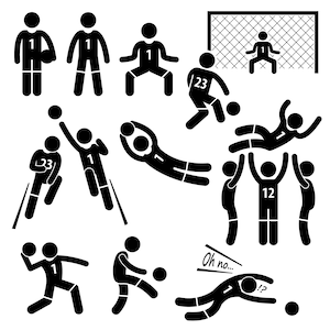 Goalkeeper Actions Football Soccer Goalie Save Saving Goal Post Ball Penalty Kick Victory Success Throw Kick Download Icon PNG SVG Vector