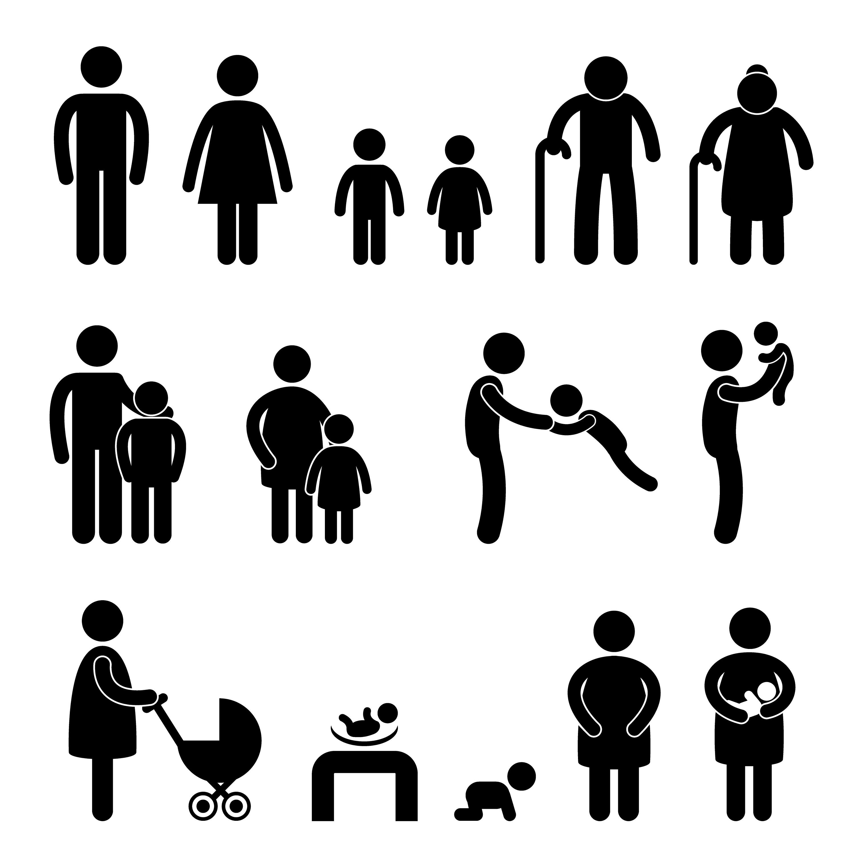 People Happy Family Stick Figure Father Mother Children Child - Etsy