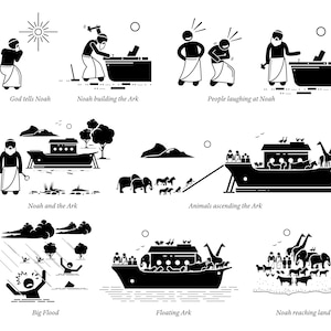 Noah Noah&#39;s Ark Christian Christianity God Faith Bible Story Old Testament Flood Building Animal Savoir Digital Download Icon PNG SVG Vector