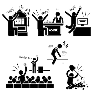 Człowiek Ludzie Osoba Szczęście Szczęśliwy Wygrana Wygrywanie Pieniądze Jackpot Kasyno Hazard Poker Bilet na loterię Szczęśliwy Losowanie Znaleziono Skarb Pobierz PNG SVG Wektor