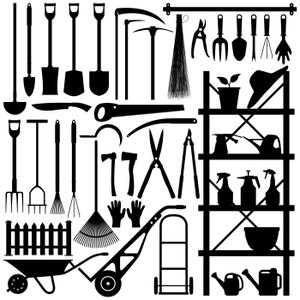 SVG, EPS, Vektor, Silhouette, PNG, Gartengeräte, Gartenarbeit Ausrüstung, Vektor Landwirtschaft Gartenbau Gartenbau Gartenbau Gartenbau Gartenbau,