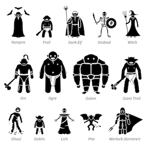 Ancient Medieval Fantasy Evil Characters Creatures Monsters Folklore Gargoyle Legend Troll Monsters Creature Instant Download PNG SVG Vector
