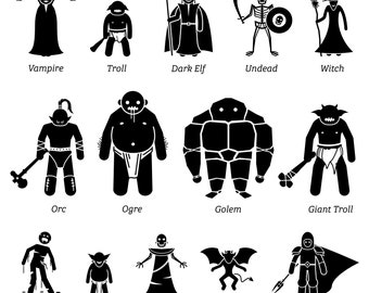 Ancient Medieval Fantasy Evil Personajes Criaturas Monstruos Folclore Gargoyle Leyenda Troll Monstruos Criatura Instant Descargar PNG SVG Vector