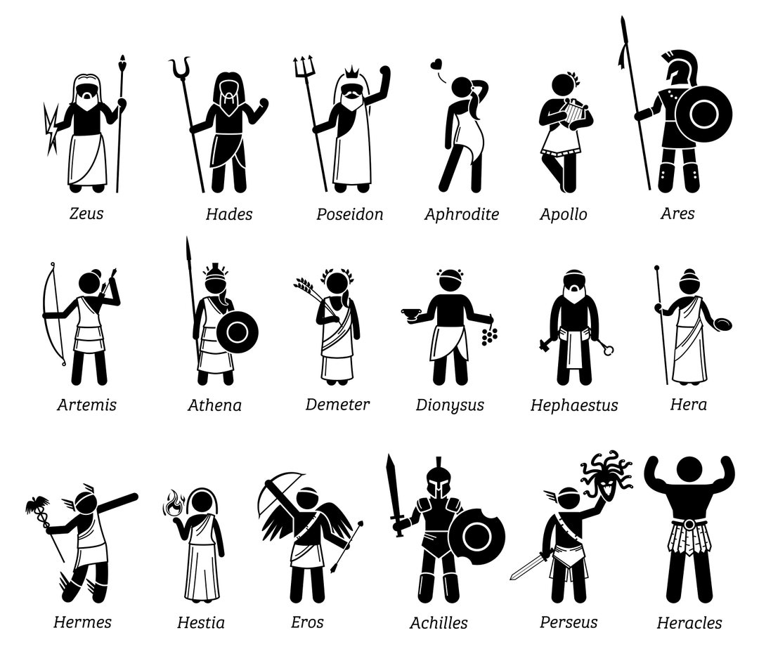 Mythologie Grecque Symbole Grec Tatouage Dieux grecs SVG EPS vecteur danciens dieux Zeus PNG - Etsy France
