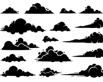 Cloud Clouds Cloudy Fog Fogs Smoke Mist Smog Storm Fluffy Heaven Sky Shape Black Silhouette Artwork Digital Download Icons PNG SVG Vector