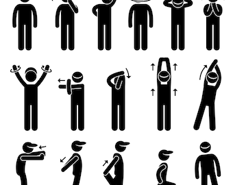 Body Stretching Exercise Poses Postures Fit Fitness Warm Up Getting Ready Gym Workout Athlete Stick Figure Download Icons PNG SVG Vector