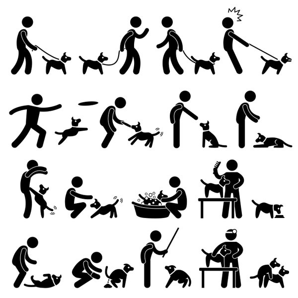 Dog Training Trainer Dog Owner Walking Leash Pet Animal Lover Playing Fun Vet Veterinarian Doctor Shit Instant Download Icons PNG SVG Vector