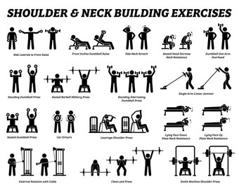 Shoulder Neck Bodybuilding body Building Exercise Fitness Muscle Weight Train Training Rep Workout Gym Machine Equipment Icon PNG SVG Vector