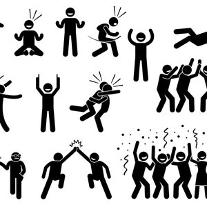 Success SVG, High Five EPS, Dab Vector, Dabbing PNG, Stick Figures Silhouette, Stickman Set, Team Bundle, Teammate Cartoon, Celebration, Win