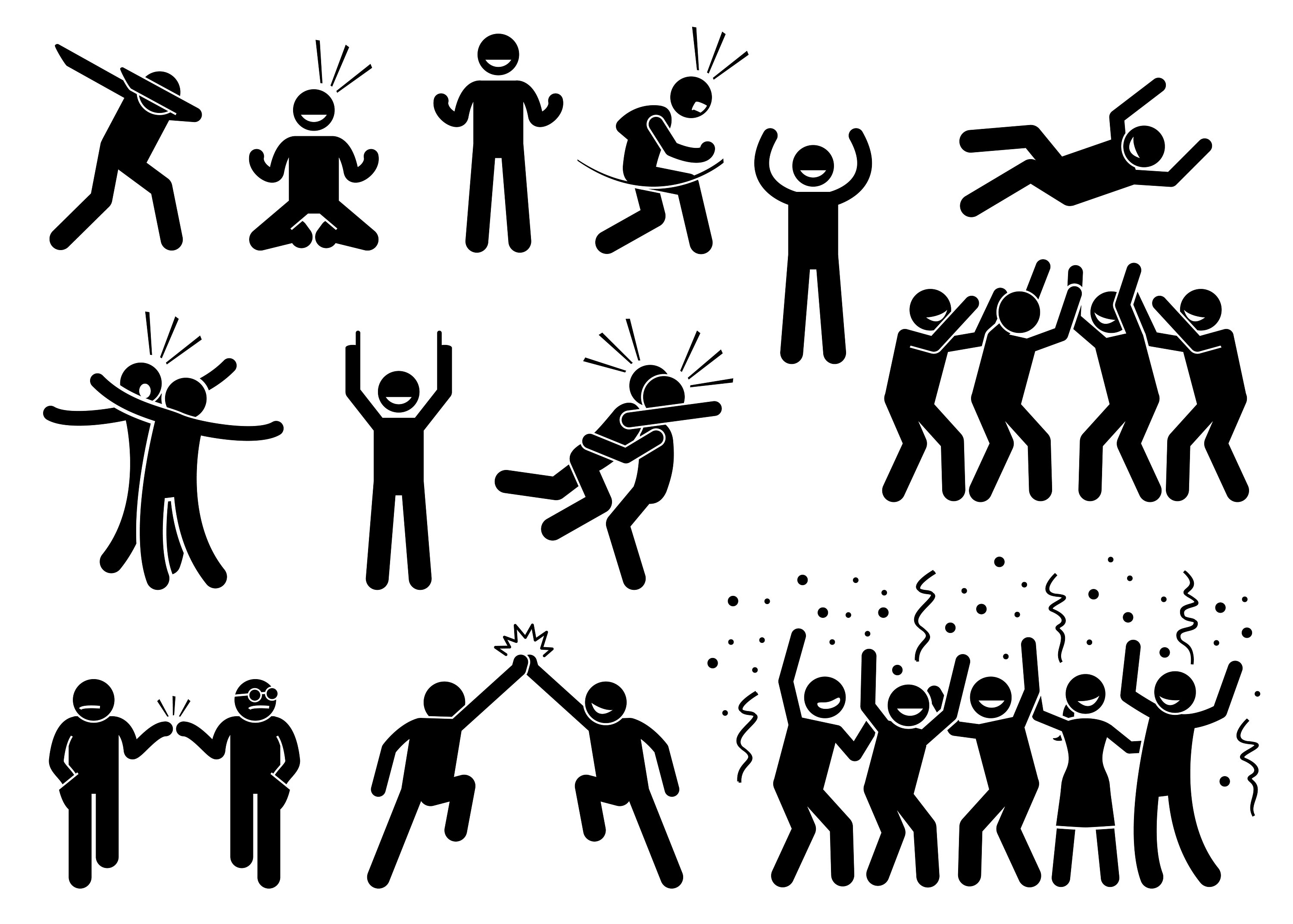 Success SVG, High Five EPS, Dab Vector, Dabbing PNG, Stick Figures Silhouet...