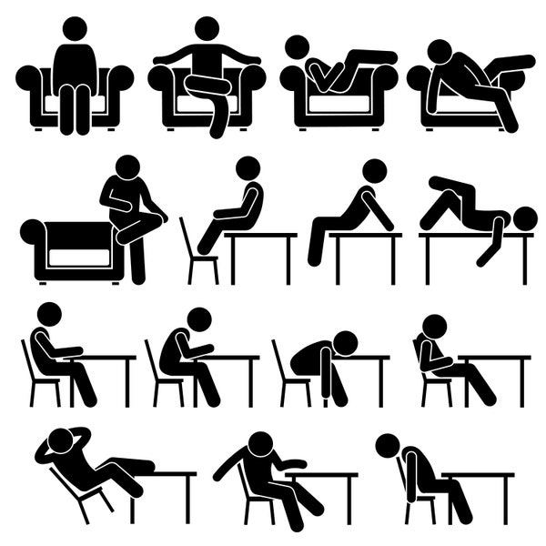 Stick Figure Stickman Stick Man People Person Poses Postures Sit Sitting Seat Sofa Couch Chair Table Rest Lazy Download Icons PNG SVG Vector
