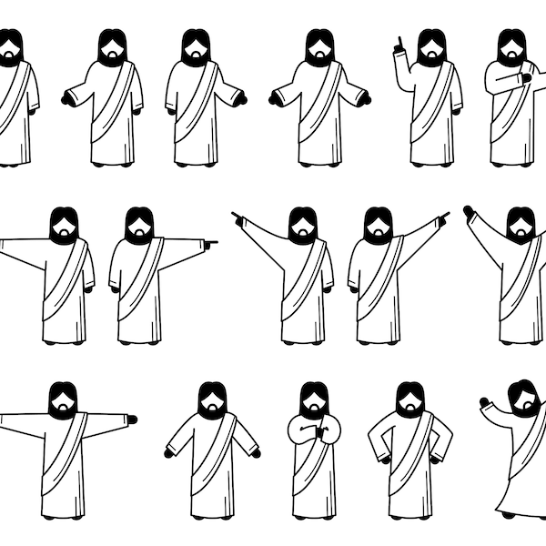 Jesus Christ God Lord Messiah Postures Actions Stick Figure Emotions Expressions Christianity Christian Bible Download Icon PNG SVG Vector