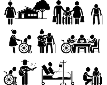 Elderly Care Nursing Old Folks Home Retirement Centre Nurse Wheelchair Playing Card Sick Ill Alzheimer Abandon Download Icons PNG SVG Vector