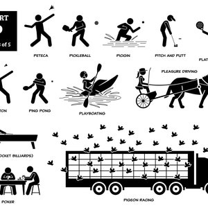 Peteca pickleball picigin pitch e putt platform tennis pitton ping pong playboating piacere guidare piscina poker gioco sport SVG PNG EPS