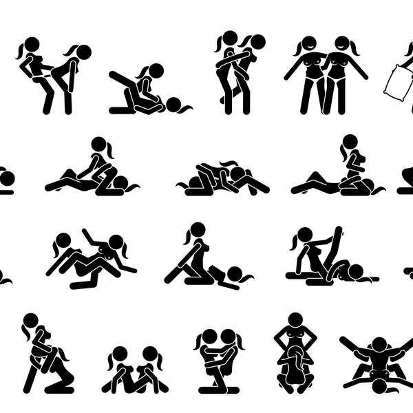 Lesbian Les Lez Gay Sexual Positions Homosexual Sex Kamasutra Fucking Fuck Hot Sexy Erotic Intimacy Female Girl Woman Women PNG SVG Vector