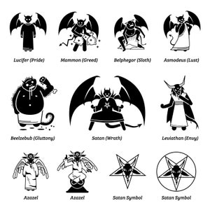 Seven Deadly Sins Devils Satan Lucifer Pride Mammon Greed Belphegor