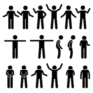 Stick Figuur Stickman Stick Man People Person Poses Houdingen Body Gestures Handen Position Bundle Set Pictogram Download Icons PNG SVG Vector