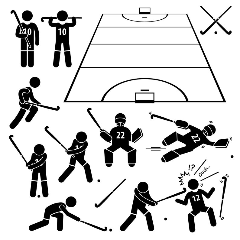 Field Hockey Player Actions Poses Goal Goalie Goalkeeper Etsy