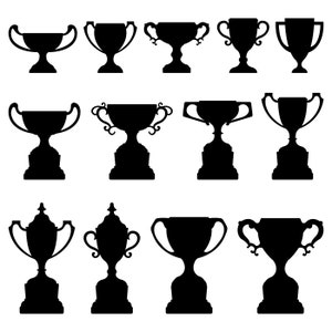 Silhueta de troféu, SVG de troféu, PNG de troféu, vetor de troféu, silhueta de prêmio, SVG de prêmio, copa de campeão, conjunto de cliparts de prêmios, pacote de conjunto de troféus