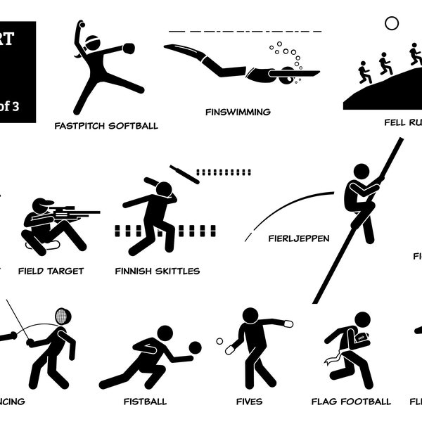Fastpitch softball field archery flight target skittles finswimming figure skating fencing fistball flag football sport game SVG PNG EPS