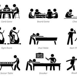 Indoor Club Games Attività ricreative Attività RecreationCard Gioco Tavolo Giocare Scacchi Palestra Piscina Snooker Dart Soccer Table Bowling PNG SVG Vector