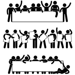 People Human People Holding Empty Banner Poster Promotion Marketing Campaign Ads Advertisement Humanitarian Community Union PNG SVG Vector image 1