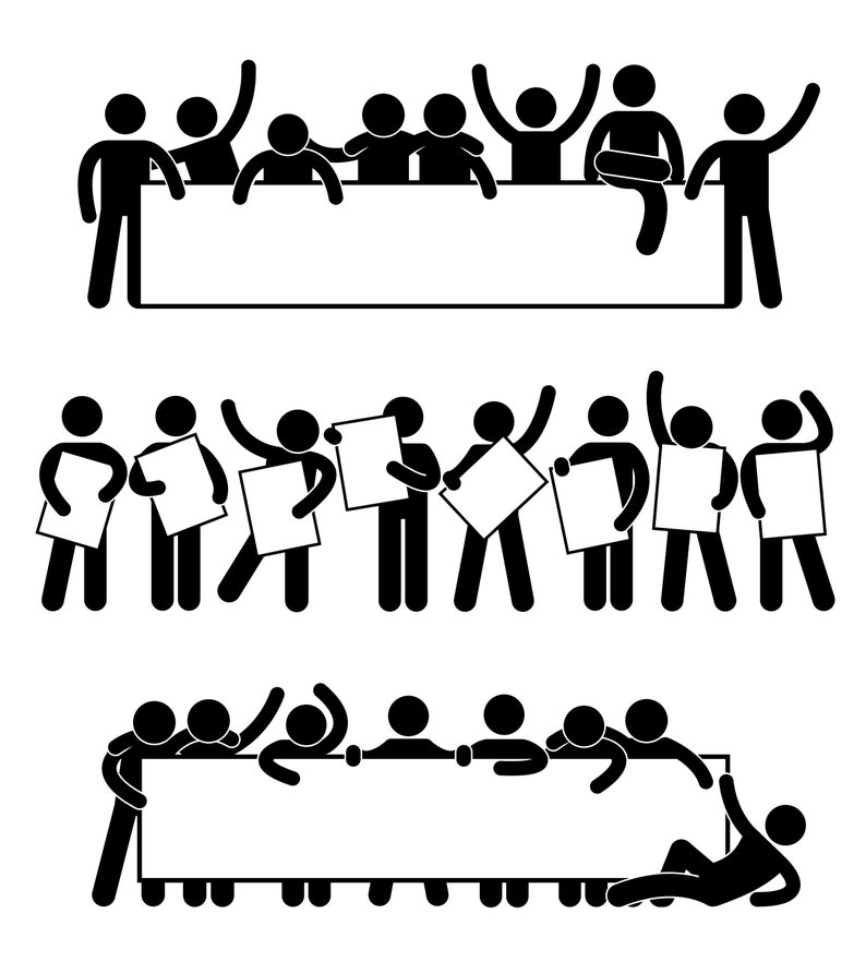 People Human People Holding Empty Banner Poster Promotion Marketing Campaign Ads Advertisement Humanitarian Community Union PNG SVG Vector image 1