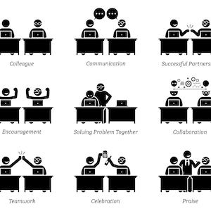 Colleague Business Partner Working Together Workplace Office Team Good Communication Success Problem Solving Celebration Icon PNG SVG Vector