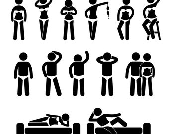 Sexy Lingerie Underwear Model Modeling Beauty Industry Male Female Pose Posing Poses Stick Figure Pictogram Icon PNG SVG EPS Vector Download