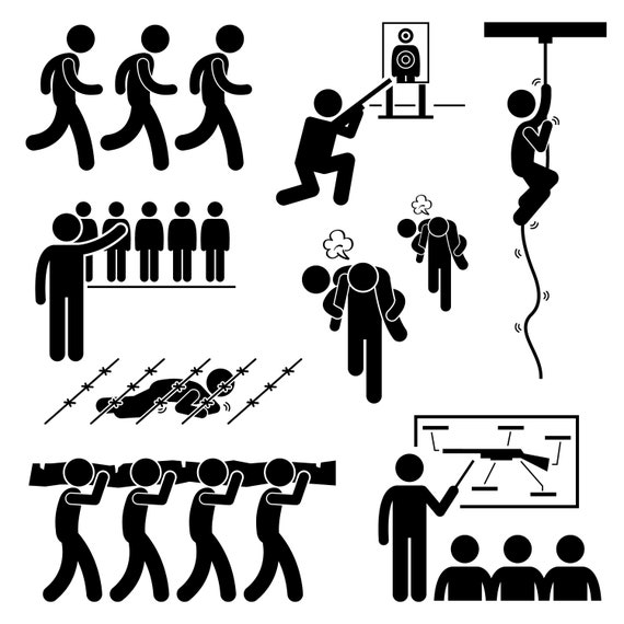 Soldier Military Army War Combat Training Workout National Duty Exercise  Services Shooting Climbing Rope Rescue Download Icon PNG SVG Vector -   Canada