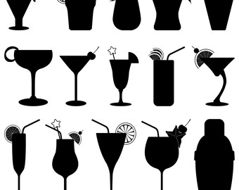 Cocktail SVG, Cocktail Silhouette, Beverage PNG, Beverage Vector, Fruit Juice Bundle, Fruit Drinks EPS, Drinks Vector, Cafe Artworks eps,