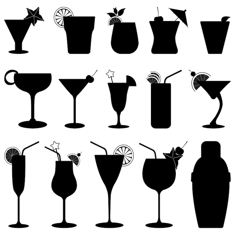 Cocktail SVG Cocktail Silhouette Beverage PNG Beverage - Etsy UK