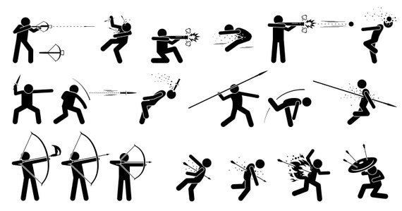 Stick Figure Stickman Cartoon Character Fight Fighting Weapon 