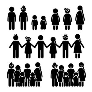 Happy Children Kids Boys Girls Together Holding Hands Preschool Kindergarten Kindergarden Elementary School Stick Figure EPS PNG SVG Vector