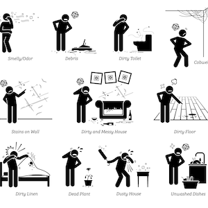 Dirty Messy Untidy Unclean Old House Home Building Dust Dusty Debris Unhygienic Smelly Odor Linen Floor ToiletDownload Icons PNG SVG Vector