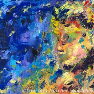 Fine Art Portrait Print, Emotional Abstract Color Art, Modern Giclee Art, Female Painting Print, Yellow Wall Art, Blue Art, Courtney Hatcher