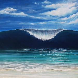 Landscape painting &quot;Wave and shore&quot; - Figurative painting painted in acrylic in 2021.
