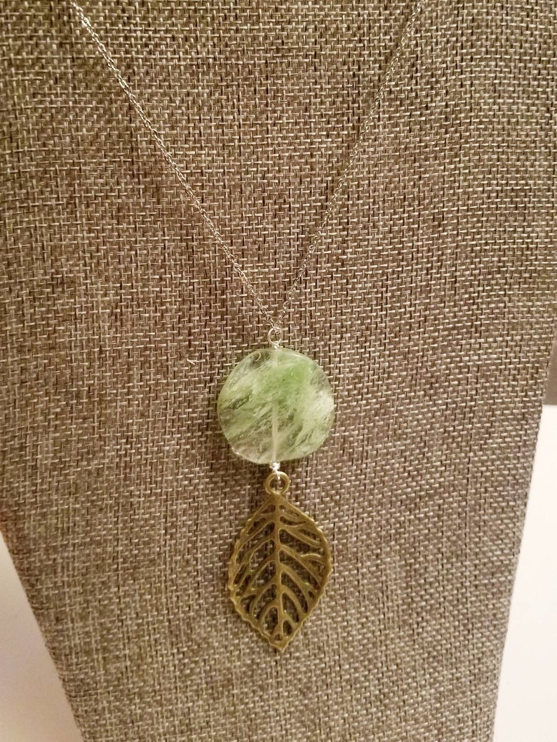 pink necklace stainless steel chain green necklace boho hippie style jewelry Long silver or brass leaf necklace layer necklace