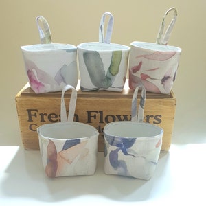 Mini fabric basket, small neutral fabric storage, hanging basket, minimalist organisation, miniature storage solutions