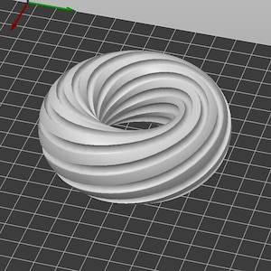 May include: A white, three-dimensional, geometric shape resembling a torus with a swirling, layered design.