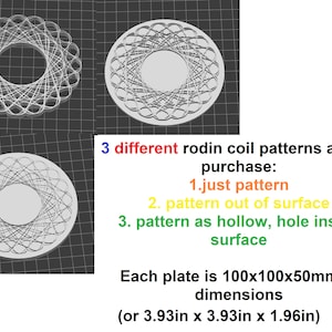 3pcs digital files kit STL different rodin coil PATTERN 2d flat plate DIY radionics scalar wave tension scalar wave transmitter metaphysical