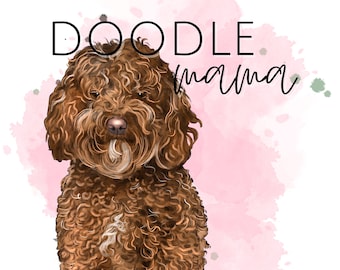 Golden Doodle Mama PNG Sublimation Tumbler Wrap Dog Watercolor