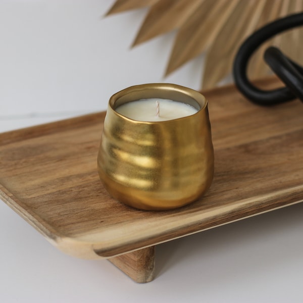 Tegan | Mini Gold Candle Vessel | Soy Wax Candle